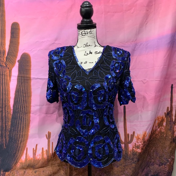 Stenay Tops - Perfect Sequin iridescent Vintage Blouse